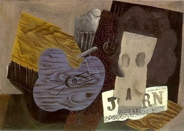Guitare Kran et journal 1913 Kubismus Ölgemälde